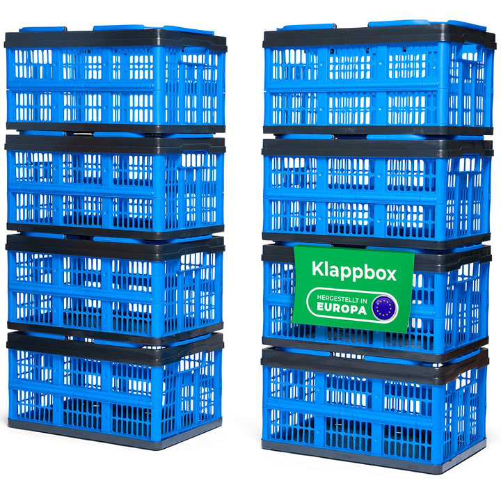 Novaliv Klappbox Blau 8er Set - 16L Faltkorb mit Henkeln - Vielseitiger Einkaufskorb - Praktische Au