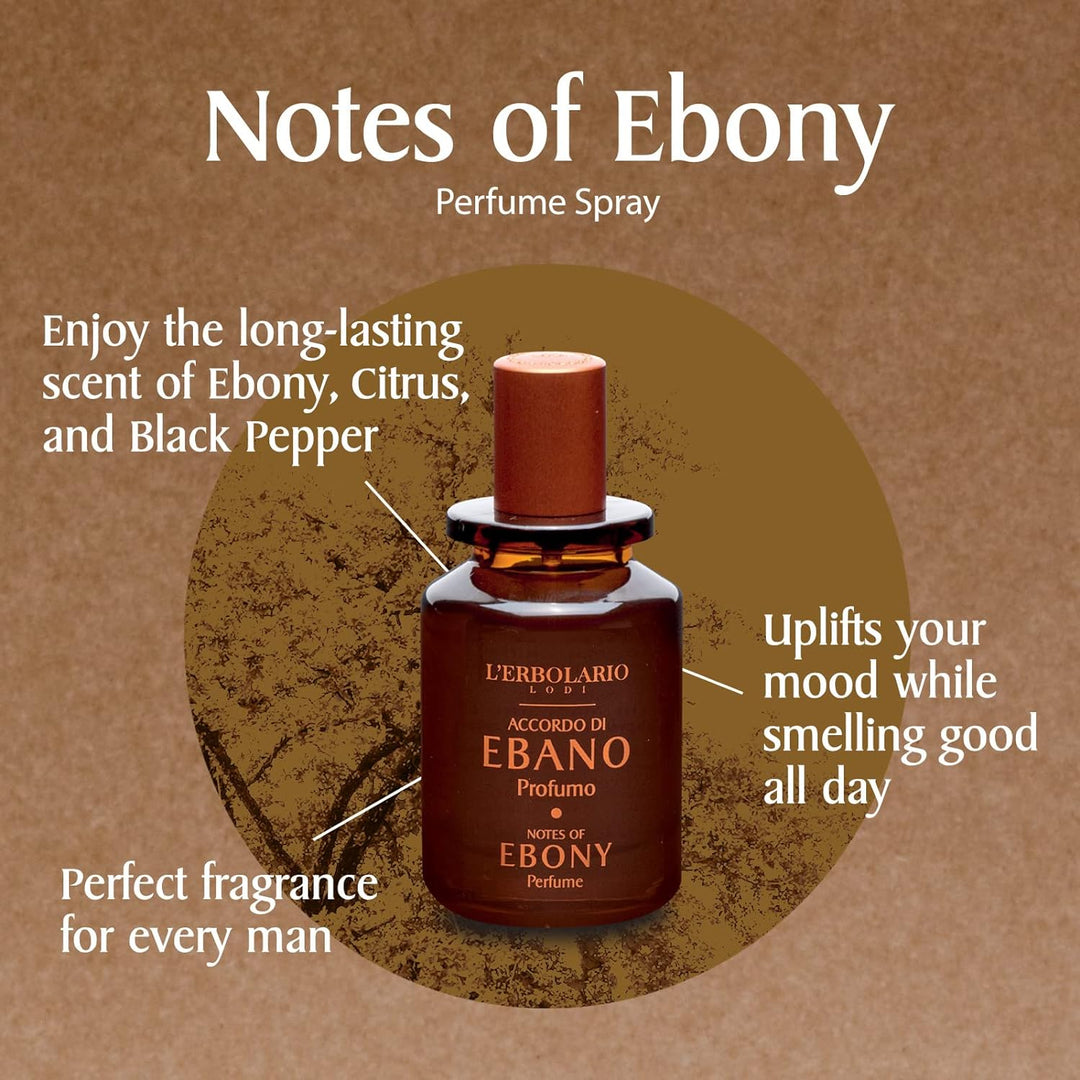 L'Erbolario Ebony Accord Herrenparfüm, Zitroniger und Holziger Männerduft, Eau de Parfum für Männer,