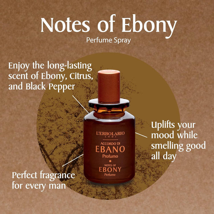 L'Erbolario Ebony Accord Herrenparfüm, Zitroniger und Holziger Männerduft, Eau de Parfum für Männer,