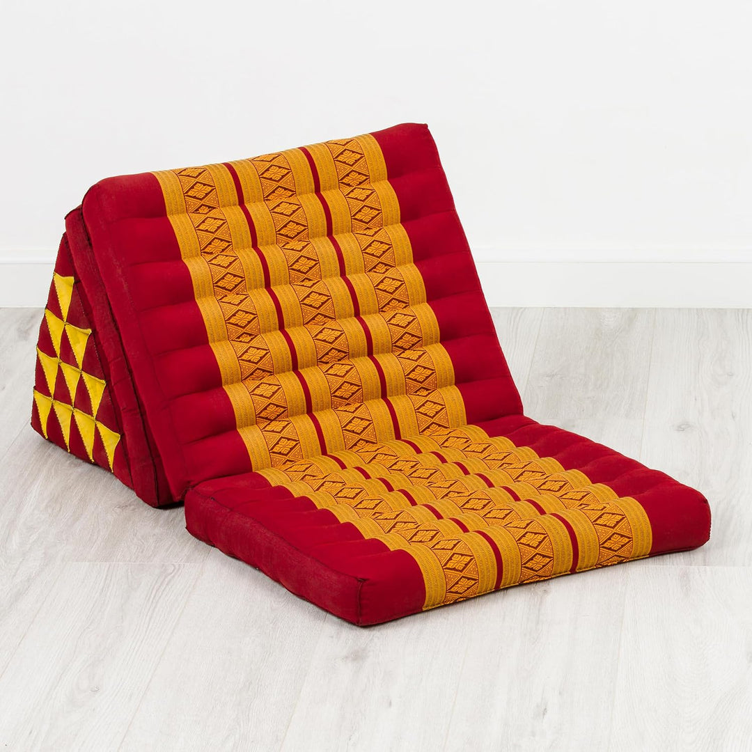 livasia Thaikissen 3 Auflagen extrahoch - 185x55x8cm - Dreieckskissen mit Klappmatratze, Kapok, Jumb