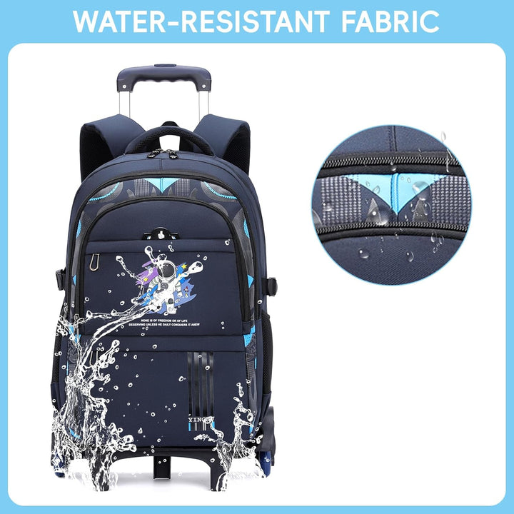 Amythe Schulrucksack mit Rollen für Jungen, 28L Rucksack Trolley für Kinder Teenager, 16 Zoll Lässig