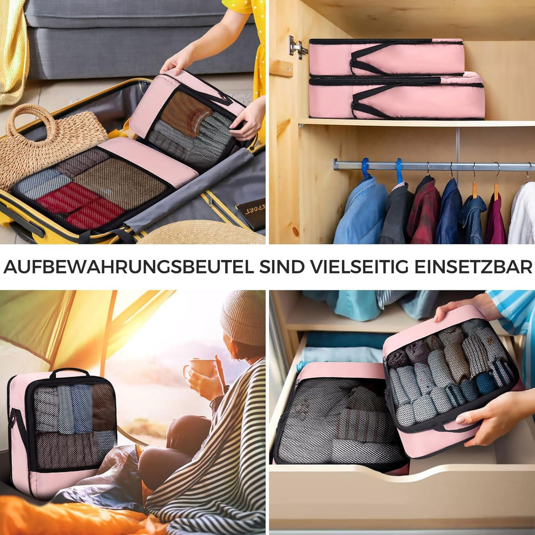 BAGLHER Packwürfel Kompression für die Reise - Extrem platzsparender Koffer-Organizer-Set, wasserdic