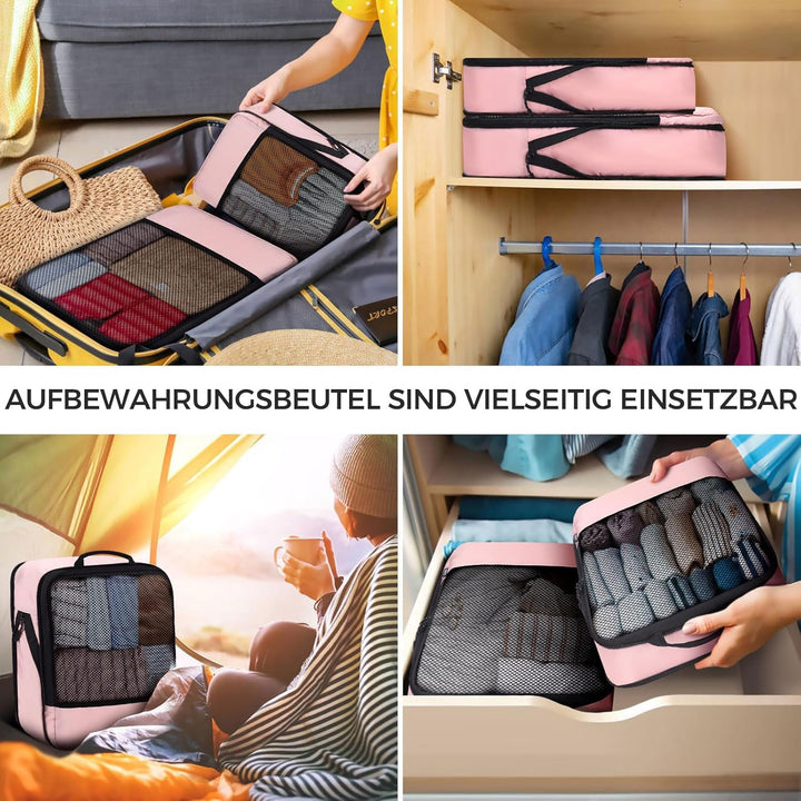 BAGLHER Packwürfel Kompression für die Reise - Extrem platzsparender Koffer-Organizer-Set, wasserdic