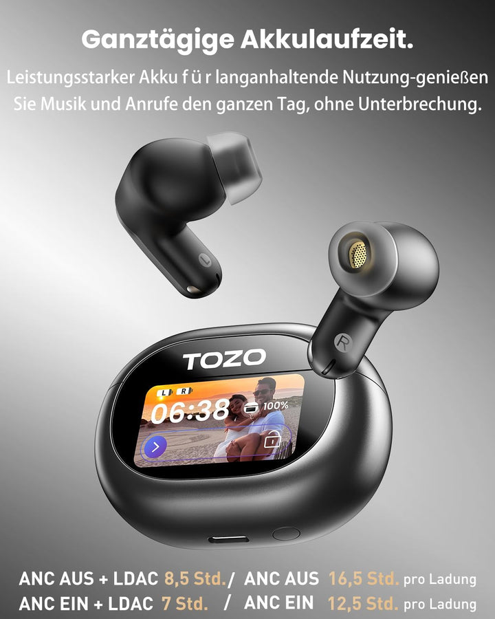 TOZO NC20 Pro Bluetooth Kopfhörer mit Geräuschunterdrückung,Active Noise Cancelling Kopfhörer mit Sm