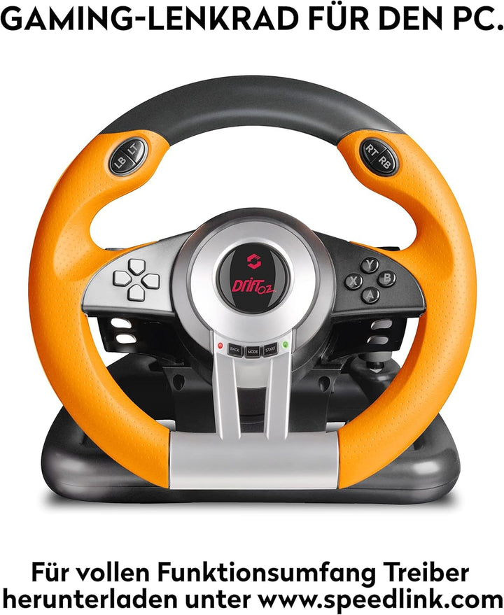 Speedlink DRIFT O.Z. Racing Wheel - USB Gaming Lenkrad für PC/Computer, PC Lenkrad mit Pedalen und S