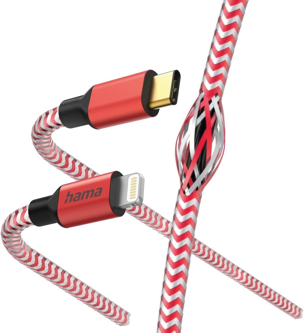 Hama Ladekabel „Reflective“ USB C auf Lightning, Nylon, 1,5m (iPhone Ladekabel, Lightning Kabel, iPh