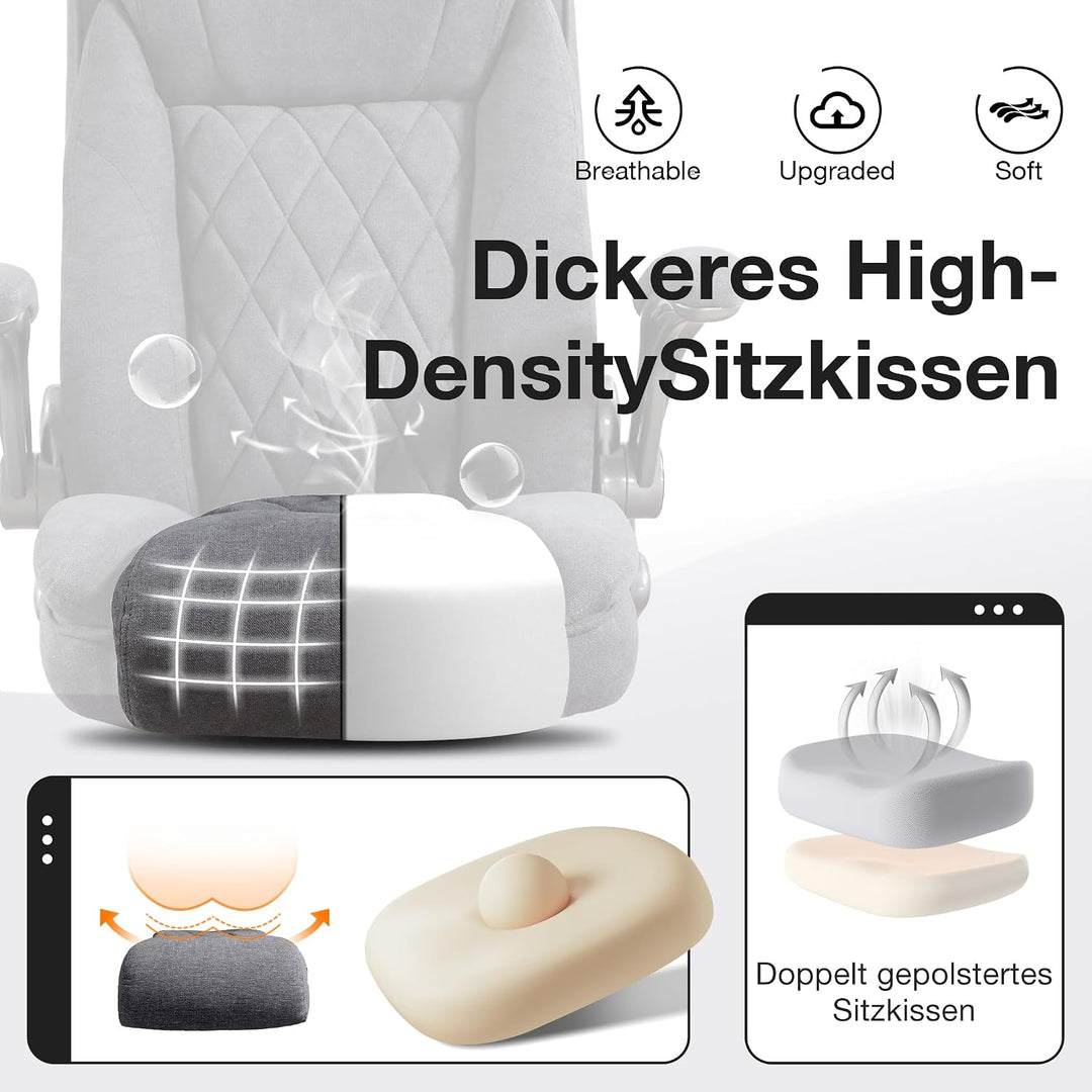 Bosmiller Ergonomischer Bürostuhl 180KG Verstellbare Schreibtischstuhl mit Hoher Rückenlehne und Bre