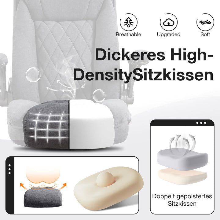 Bosmiller Ergonomischer Bürostuhl 180KG Verstellbare Schreibtischstuhl mit Hoher Rückenlehne und Bre