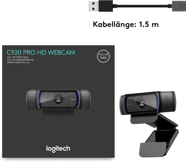 Logitech HD Pro Webcam C920 Farbe 1920 x 1080 Audio USB 2.0 H.264 1080p Full HD