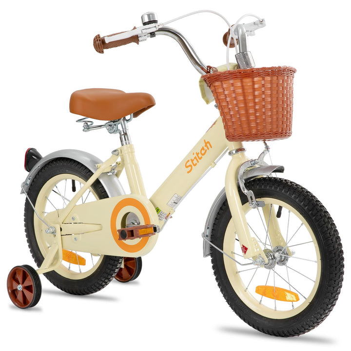 STITCH 14/16 Zoll Kinderfahrrad für 3-7 jährige Mädchen, Kinderfahrrad mit Frontkorb und Stabilisato