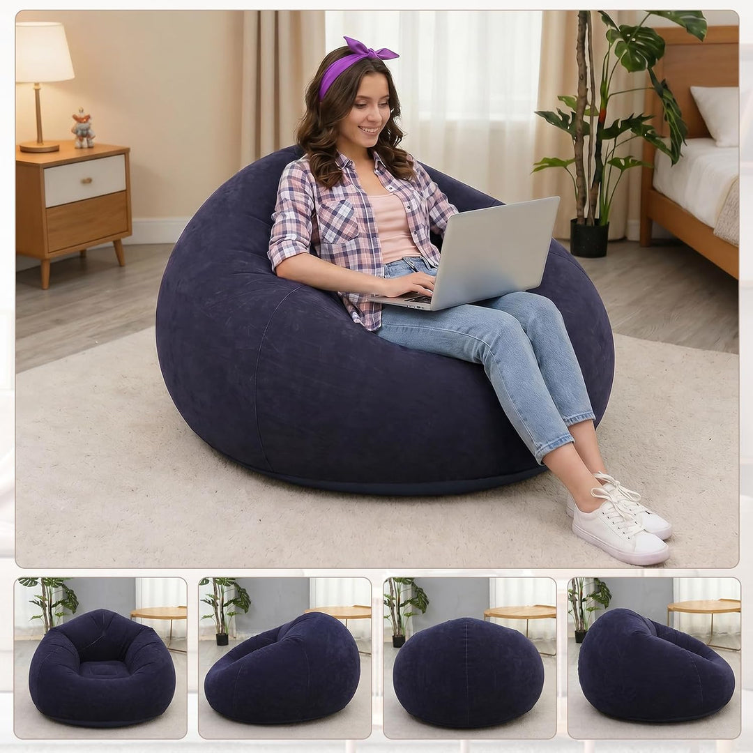 Yuragim Aufblasbarer Sitzsack mit Luftpumpe, 105x60cm Aufblasbarer Sessel Waschbar Air Sofa Bean Bag