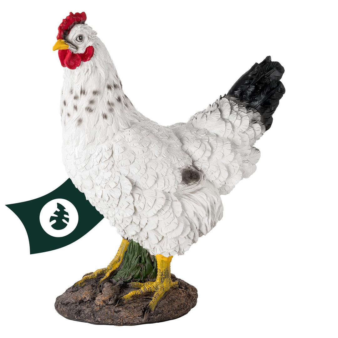 VERDOBA Garten Figur Huhn aus Kunstharz, weiss, handbemalt - Henne Dekofiguren Garten Deko Gartenfig