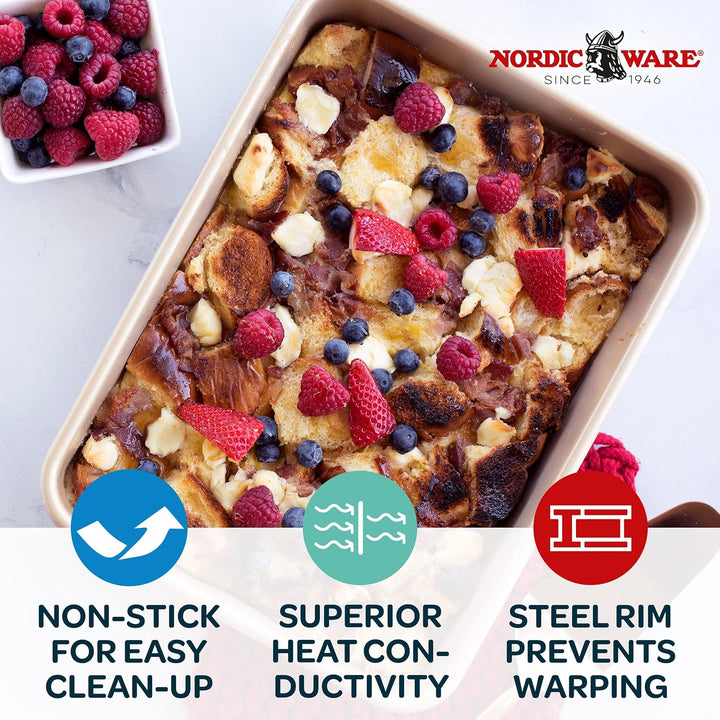 Nordic Ware Naturals Kuchenform aus Aluminium, antihaftbeschichtet, 22,9 x 33 cm, silberfarben Recht
