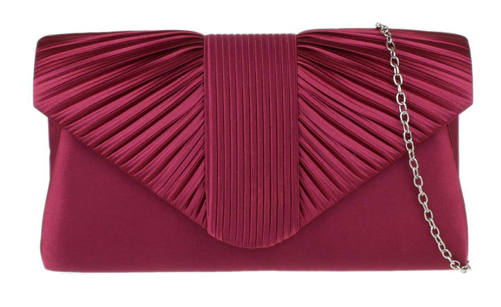 Girly Handbags Damen Clutch aus plissiertem Satin Burgund, Burgund