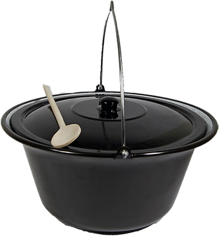 Set Gulaschkessel Gulaschtopf Emaille 14 Liter + Deckel + Kochlöffel Hordentopf Glühweintopf Suppent