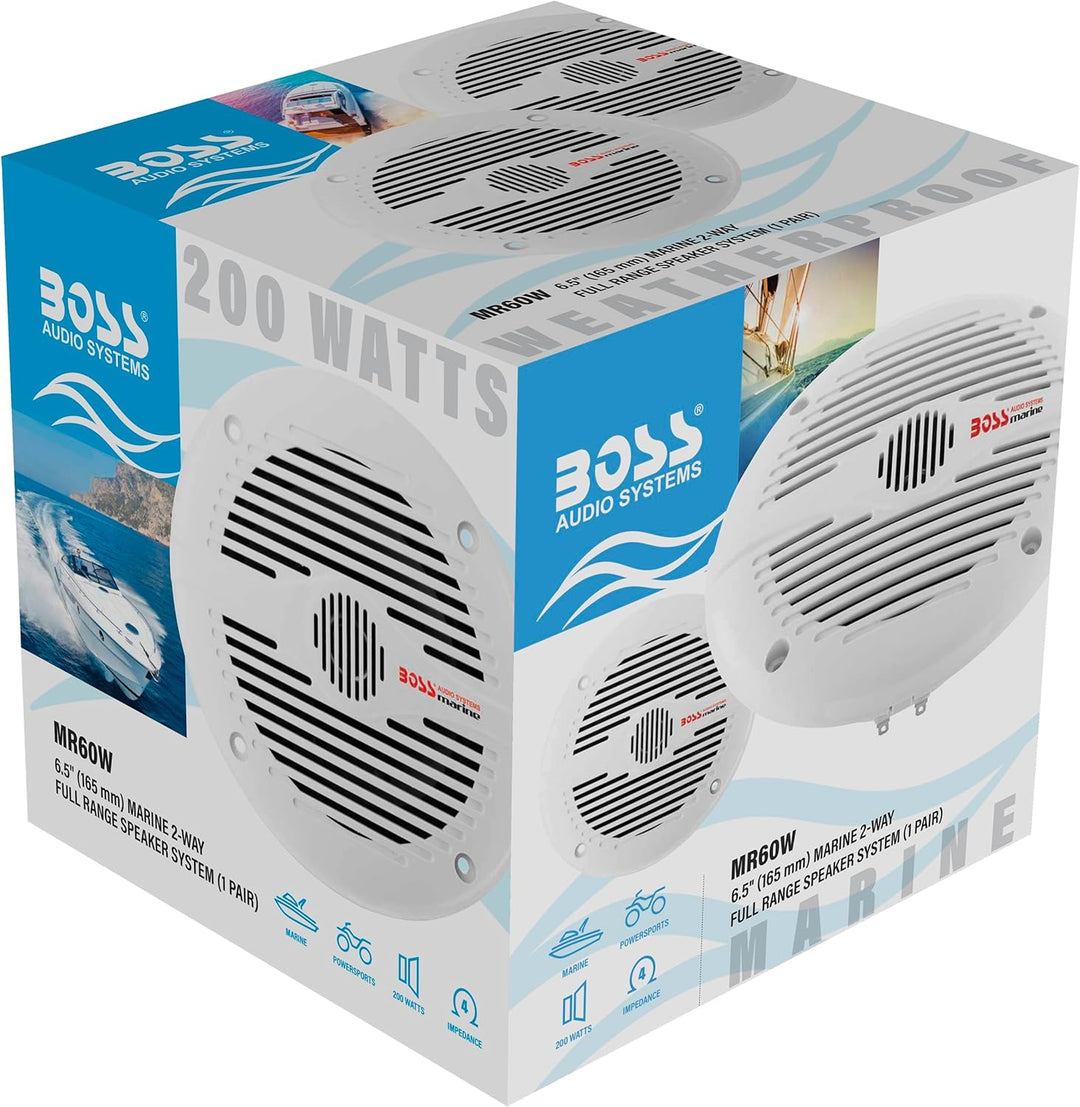 Boss Audio MR60W Weiss 200W Marine Breitbandlautsprecher 16,5 cm, Weiss, 200 W, MR60 W, 16,5 cm, Wei