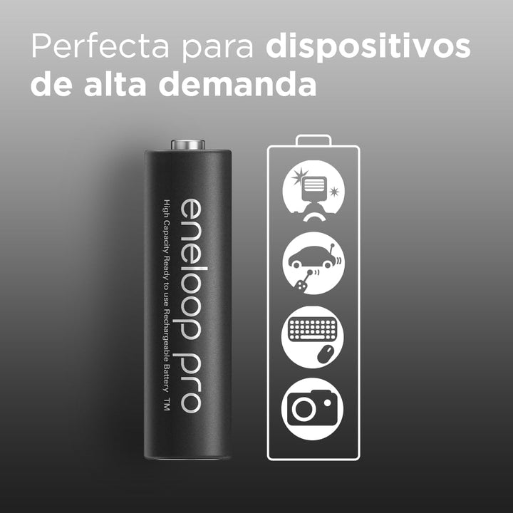 Panasonic eneloop SmartPlus Ladegerät für 1–4 AA/AAA NI-MH-Akkus & c eneloop pro AA/Mignon, 4er-Pack