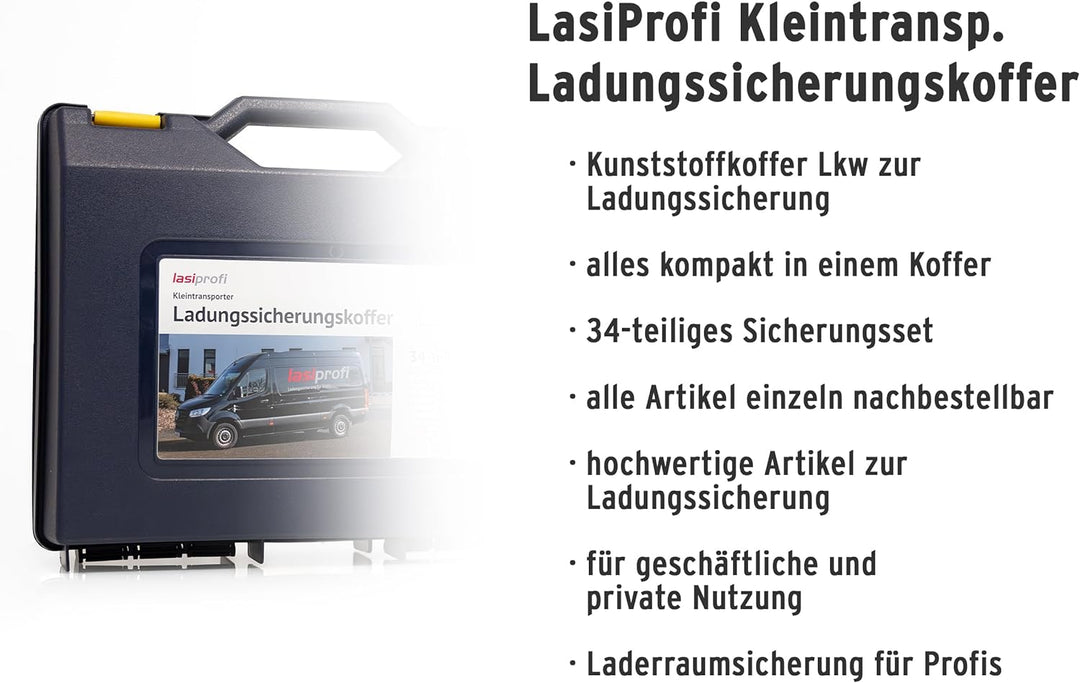 Lasiprofi Kleintransporter Ladungssicherungskoffer Set 34-teilig Spanngurt mit Ratsche Ladungssicher