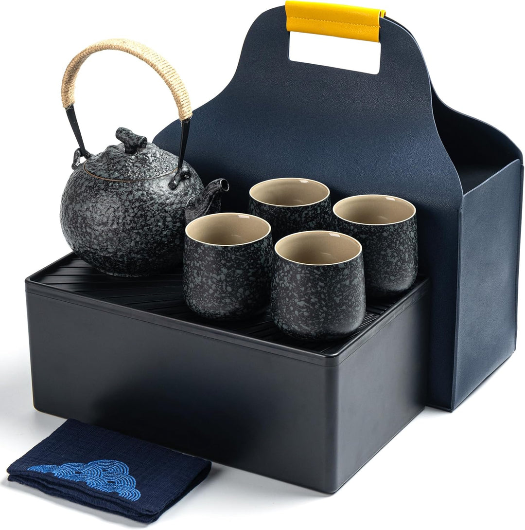 TEANAGOO Teekanne Portable Japanese Tea Set, Charcoal Grey Travel Porcelain Tea Set, 1 Teekanne (700