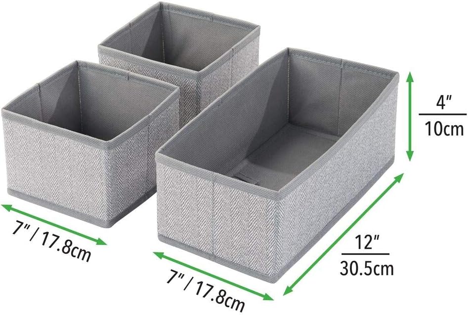 mDesign 2er-Set Baby Organizer mit je 3 Boxen – Aufbewahrungsbox in 2 Grössen für Windeln, Feuchttüc