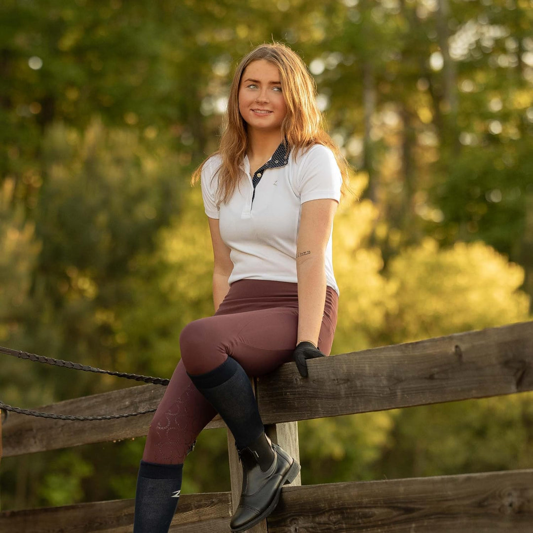 HORZE Damen Reitleggings Gillian, Reithose mit Handytasche und Silikonvollbesatz 22 Weinrot, 22 Wein
