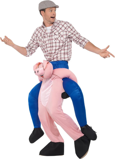 Piggyback Pig Costume, Pink, One Piece Suit with Mock Legs