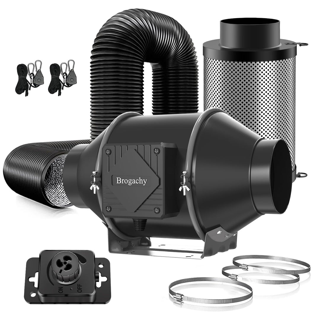 Abluftset 100mm Rohrventilator 363m³/h,Dreiphasiger EC-Motor Lüftungsset mit Drehzahlsteller Aktivko