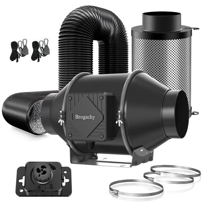 Abluftset 100mm Rohrventilator 363m³/h,Dreiphasiger EC-Motor Lüftungsset mit Drehzahlsteller Aktivko
