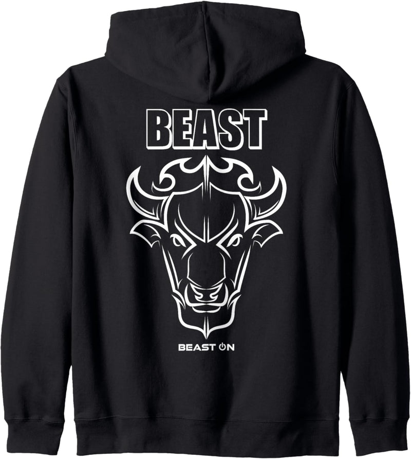 Beast Stier Bulle Kopf Gym Fitness Rücken Motiv Bodybuilding Kapuzenjacke