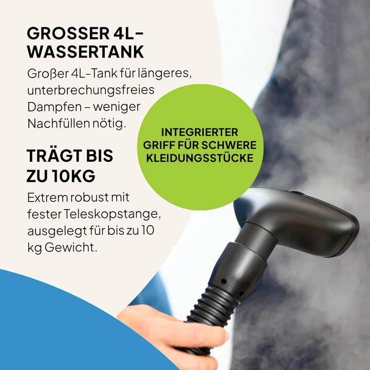Fridja f1600 Professioneller Kleiderdampfer – Leistungsstarke 2200W Premium-Dampfmaschine – Zwei Dam