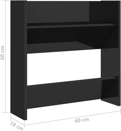 homiuse 2 Stück 60x18x60 cm Wand Schuhschrank mit 2 Kippböden Schuhregal Schmal Hochglanz Schwarz Sc