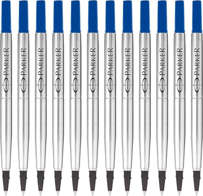Parker Ersatzminen für Tintenroller | feine Spitze | blaue QUINK Tinte | 12 Stück Blau feine Feder,