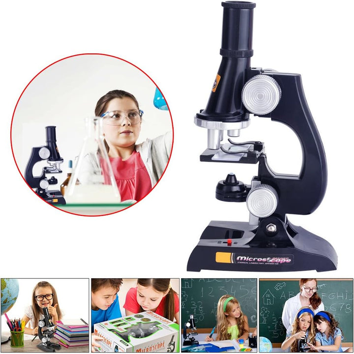 ALEENFOON Kinder Mikroskop, 100x 200x 450x Vergrösserung Wissenschaft Kinder Mikroskop Set mit LED B