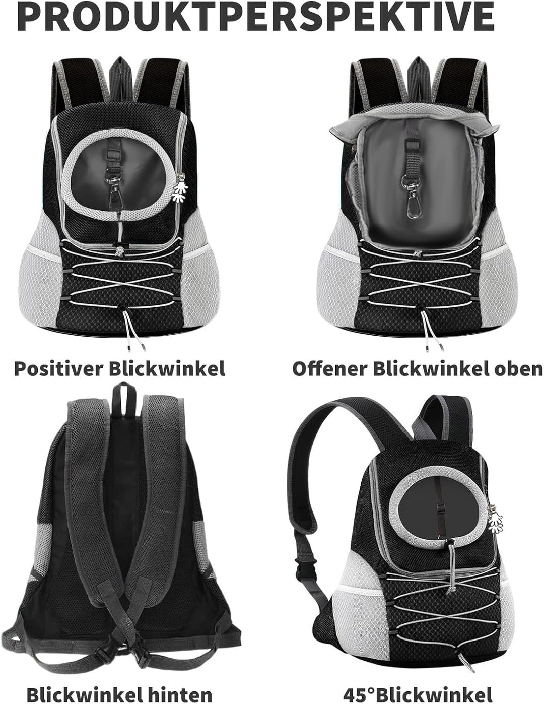 PETCUTE Hundetragerucksack mit Kopf-Out-Design,Atmungsaktive,Verstellbar Rucksack für Kleine Hunde u