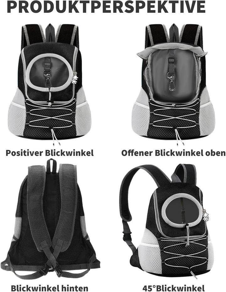 PETCUTE Hundetragerucksack mit Kopf-Out-Design,Atmungsaktive,Verstellbar Rucksack für Kleine Hunde u