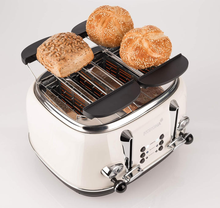 Korona 21676 Retro-Toaster | 4-Scheiben-Toaster | Creme | 6-stufige Röstgrad-Einstellung und zusätzl