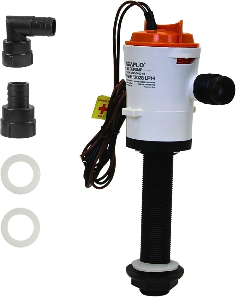 SEAFLO Luftsprudler Livewell Pumpe, 12 V, 800 GPH, tauchfähig, abnehmbare Kartusche (gerade) Straigh