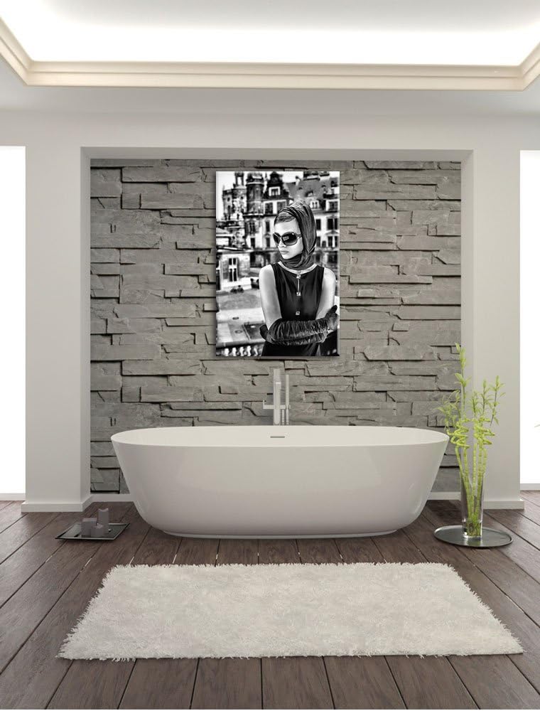 Pixxprint Audrey in Paris als Leinwandbild/Grösse: 100x70 cm/Wandbild/Kunstdruck/fertig bespannt, 10