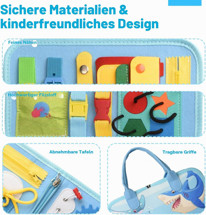 Busy Board ab 1 Jahr, 5-Schichten Montessori Activity Board für Baby ab 1 2 3 4 Jahre mit Sensorisch