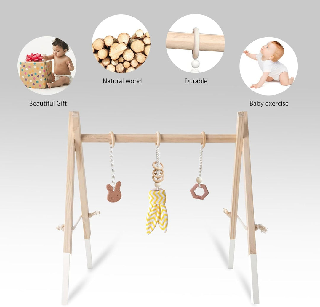 Caudblor Spieltrapez Holz Babyspielzeug Puzzle Gym inkl. Anhänger Babygymnastik aktiv Spielzeug Baby
