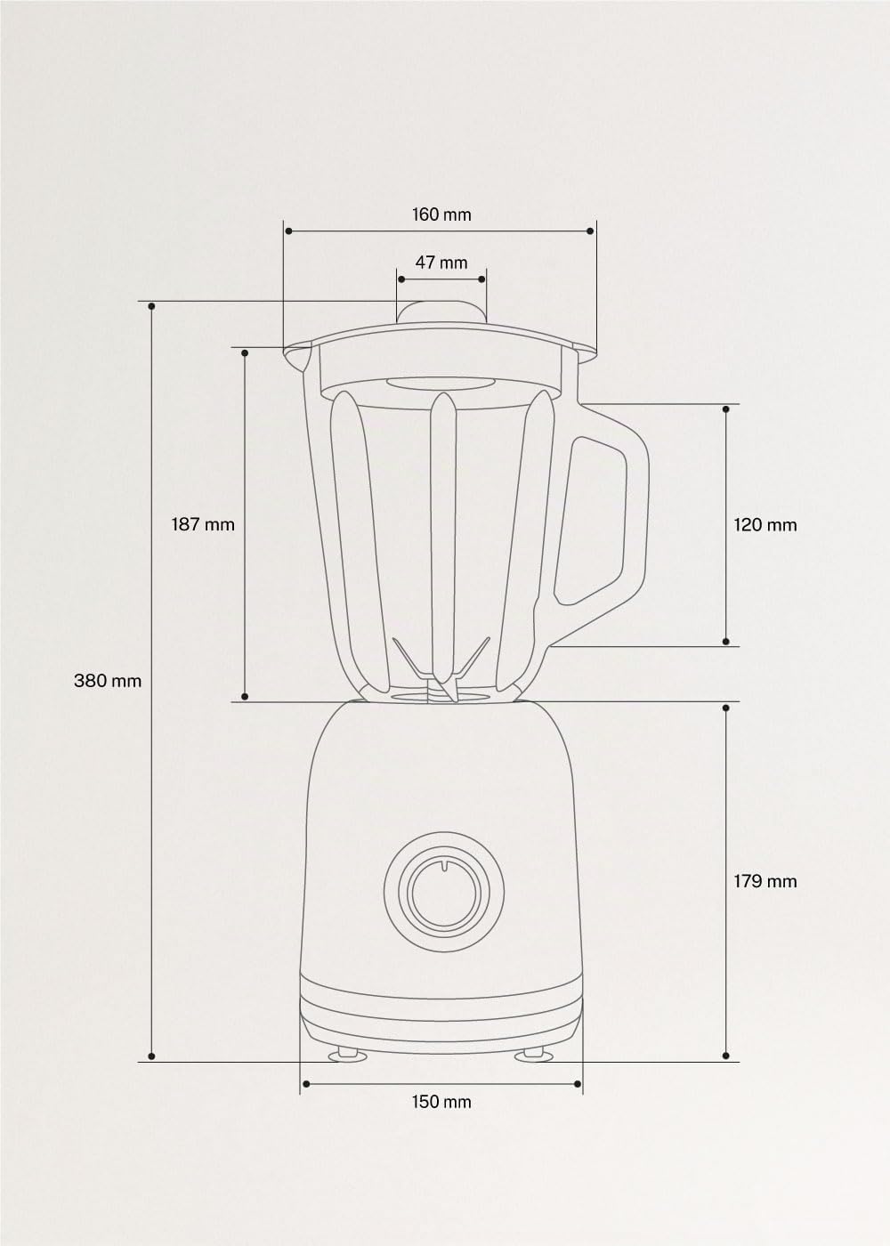 CREATE/BLENDER PULSE 800 / American Style Stabmixer Cremeweiss / 2 Geschwindigkeiten, 1.5L Fassungsv