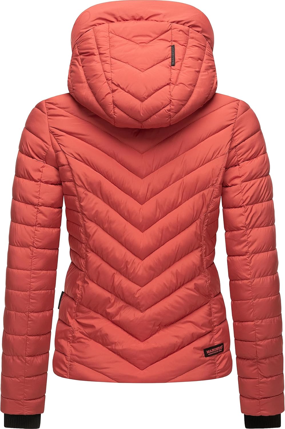 MARIKOO Damen Übergangsjacke leichte Steppjacke kurz mit abnehmbarer Kapuze Kagomee XS-XXL S Rouge,