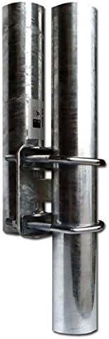 Geländerhalter / Balkonhalter Mast für Geländer Stahl 80cm mit 2 Schellen Balkon Halterung 48mm Mast