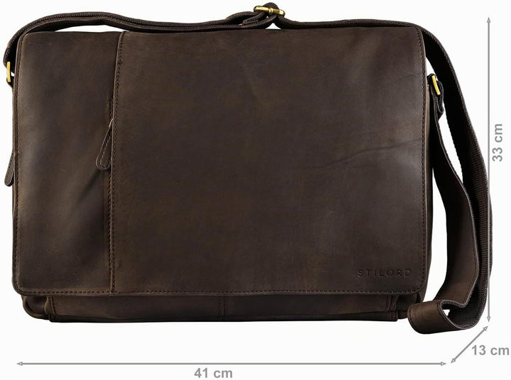 STILORD Vintage Umhängetasche Leder gross für Herren Damen 15.6 Zoll Laptoptasche Unitasche Bürotasc