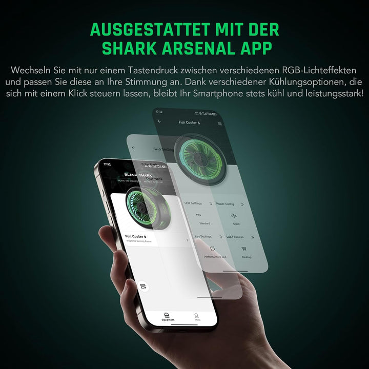 Black Shark FunCooler 6 Magnetic Phone Cooler für Gaming, Tragbarer Handy Kühler mit RGB-Beleuchtung