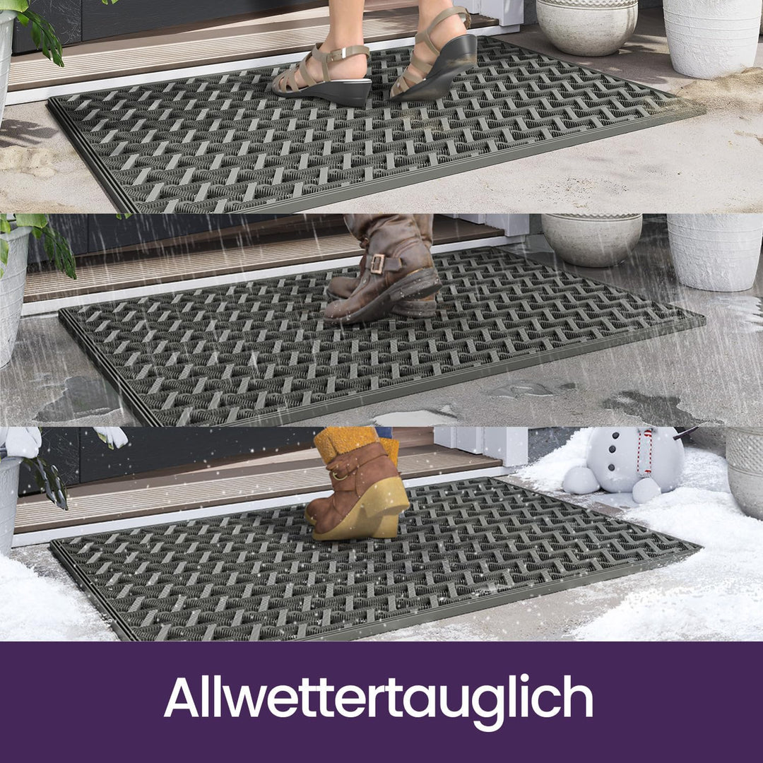 DEXI Fussmatte Aussen 48,5 x 75 cm, rutschfeste Schmutzfangmatte mit Drainagelöchern, Wasserdicht &
