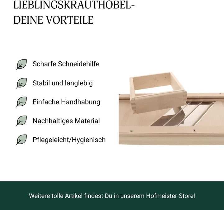 HOFMEISTER® Manueller Gemüsehobel - Hochwertiger Krauthobel aus Buchenholz - Perfekt für Sauerkraut
