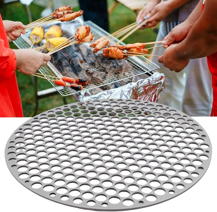 Runder Edelstahl-Grillrost, rundes Grillnetz, Drahtgeflecht, Gestell für Outdoor-Camping, Kochgeschi