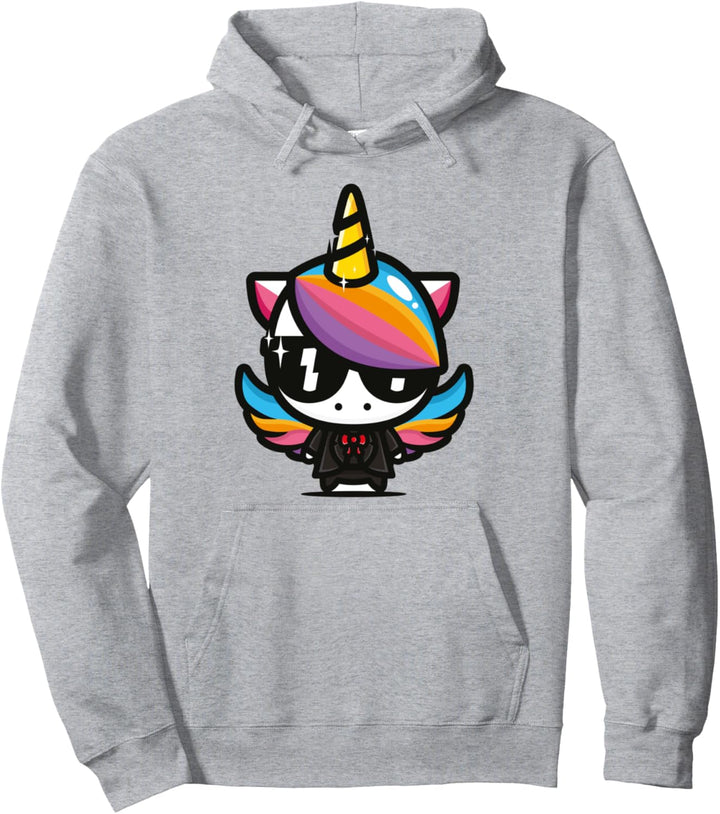 schönes Regenbogen Metal Rock Einhorn Pullover Hoodie