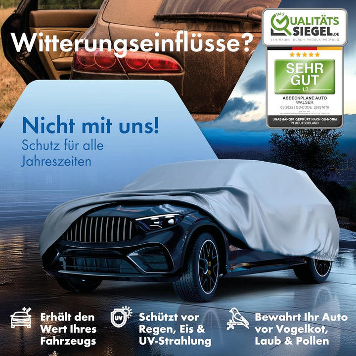 Walser Abdeckplane Auto All Weather Basic, Abdeckplane wasserdicht, 100% wetterfeste Auto Abdeckplan